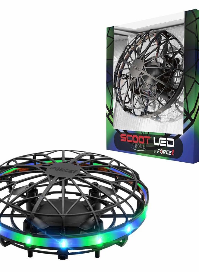 Force1 Scoot LED Hand Operated Drone for Kids or Adults - Hands Free Motion Sensor Mini Drones, Easy Indoor Flying Orb Ball Small UFO Toy for Boys and Girls (Green/Blue) - Image 1