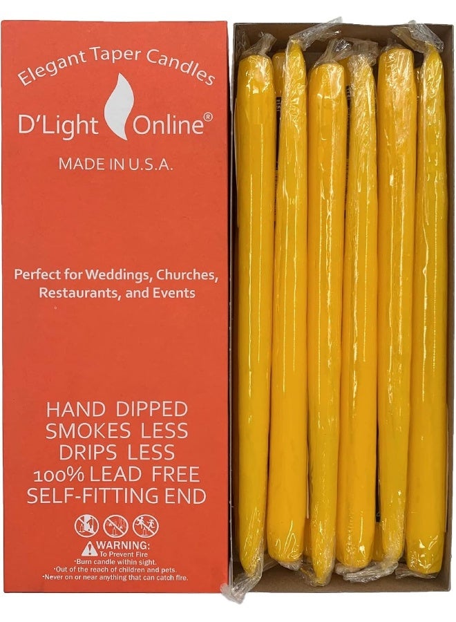 D'light Online Dlight Online Elegant Unscented Daffodil 12 Yellow Taper Candles Premium Quality HandDipped Tapered Candles Dripless and Smokeless  Set of 12 Individually Wrapped 12 Inch Daffodil - Image 4