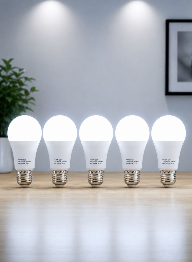 LED Light Bulbs 15W (75W Equivalent) E27 Screw Base, 6500K Cool Daylight White, IP20 Energy Saving LED Lamp, 2-Year Warranty, High Brightness, Long Life, Pack of 5 - Image 5