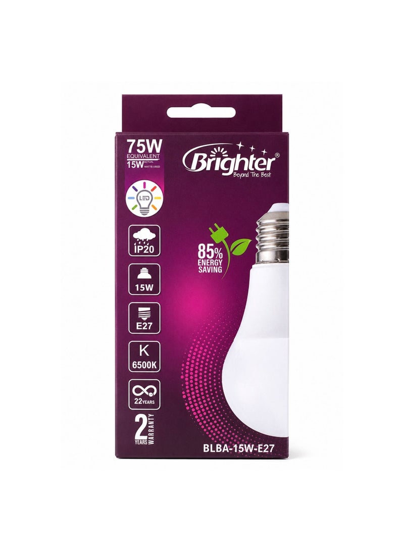 LED Light Bulbs 15W (75W Equivalent) E27 Screw Base, 6500K Cool Daylight White, IP20 Energy Saving LED Lamp, 2-Year Warranty, High Brightness, Long Life, Pack of 5 - Image 4