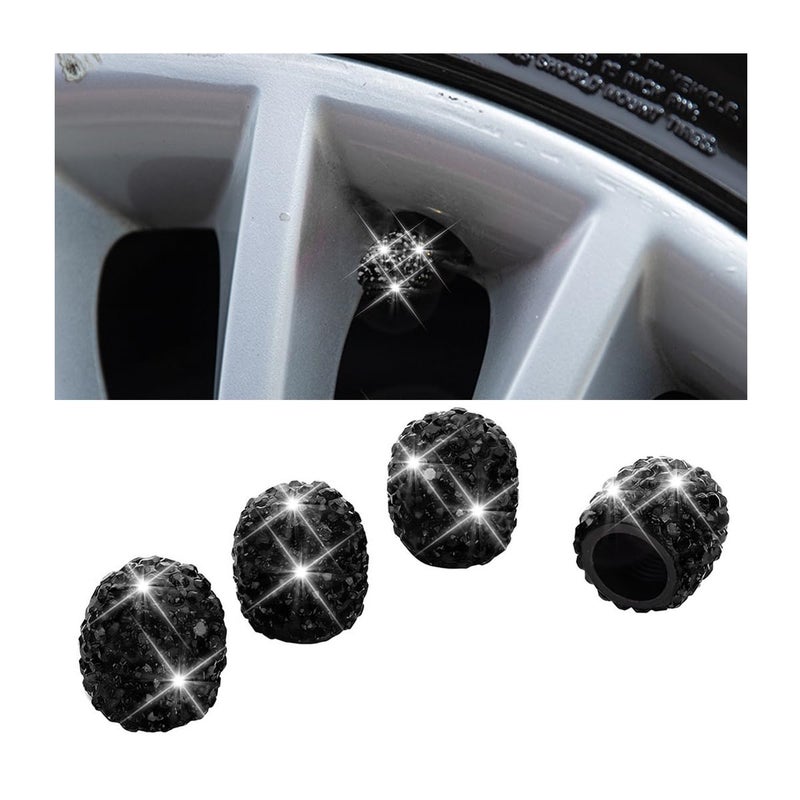 Osilly Bling Car Tire Valve Stem Caps 4PCS Crystal Rhinestone Auto Tire Valves Protective Cover Dustproof Vehicle Wheel Air Caps Bling Car Accessories for SUV Truck Motorcycle Bike White