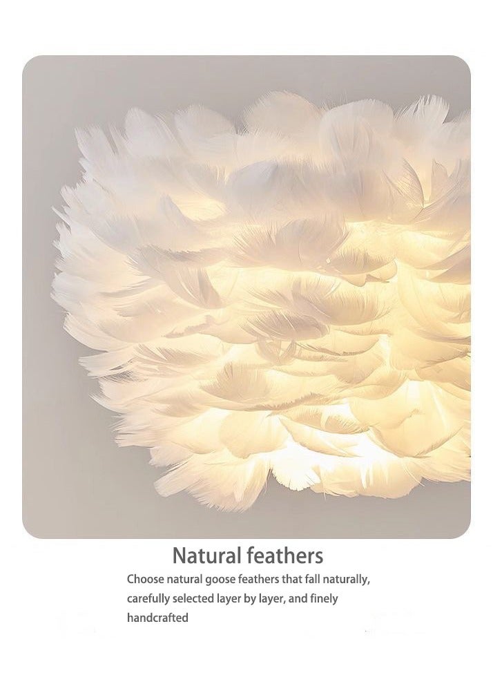 Premium Feather Lampshade Floor Lamp - Black-Colored Metal Body, 1550mm Height, E27 Socket with Foot Switch, 3-Level Color Temperature Adjustable Remote Control Standing Lamp, Modern Minimalist Style, Suitable for Living Room, Bedroom, Study, and Hotel, 10-20m² Coverage - Image 4