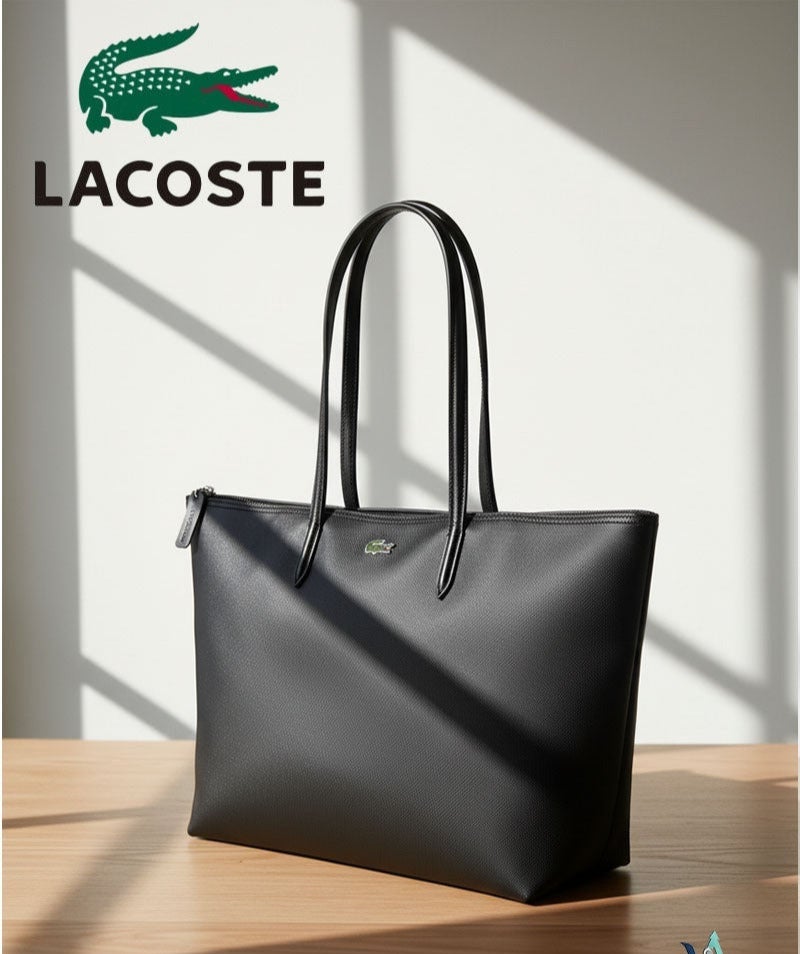 Lacoste bag Women's L12.12 Concept Fashion Versatile Large Capacity Large Size Zipper Handheld Camera Bag Shoulder Bag Camera Bag Tote Bag Large 35cm * 30cm * 12cm - Image 1