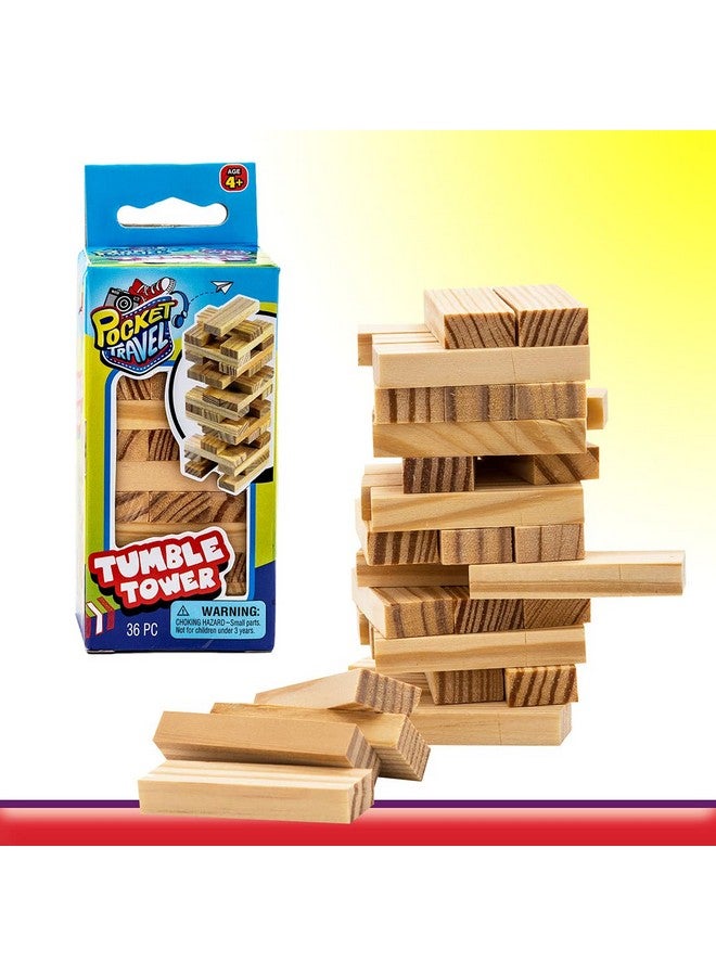 Ja-Ru Real Wood Mini Tumble Tower Classic Game (6 Sets) Travel Size 4 Inch by JARU. Mini Wooden Tumbling Tower Blocks Toy Party Favors Board Games Toys. 3276-6p - Image 2