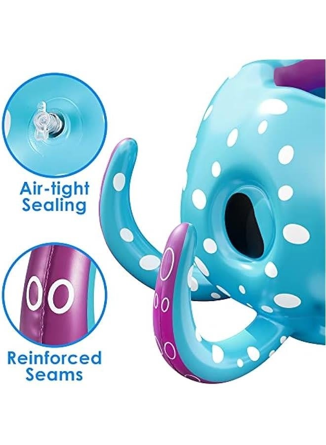 Generic Pool Wave Kids Octopus Pool Toys, 2-in-1 Inflatable Float Water Game, Basketball Hoop Ring Toss Outdoor Swim Play, Cool Summer Family Party Gift 3 4 5 6 7 8 Year Old Boy Girl Child-Blue  - Image 5