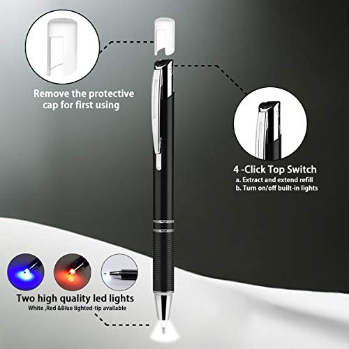 Penyeah Pen with Light, Light Up Flashlight Pen, LED Lighted Pens for Writing in The Dark 2pack - Father's Day Gifts for Dad Husband Men Women Birthday-White - Image 4