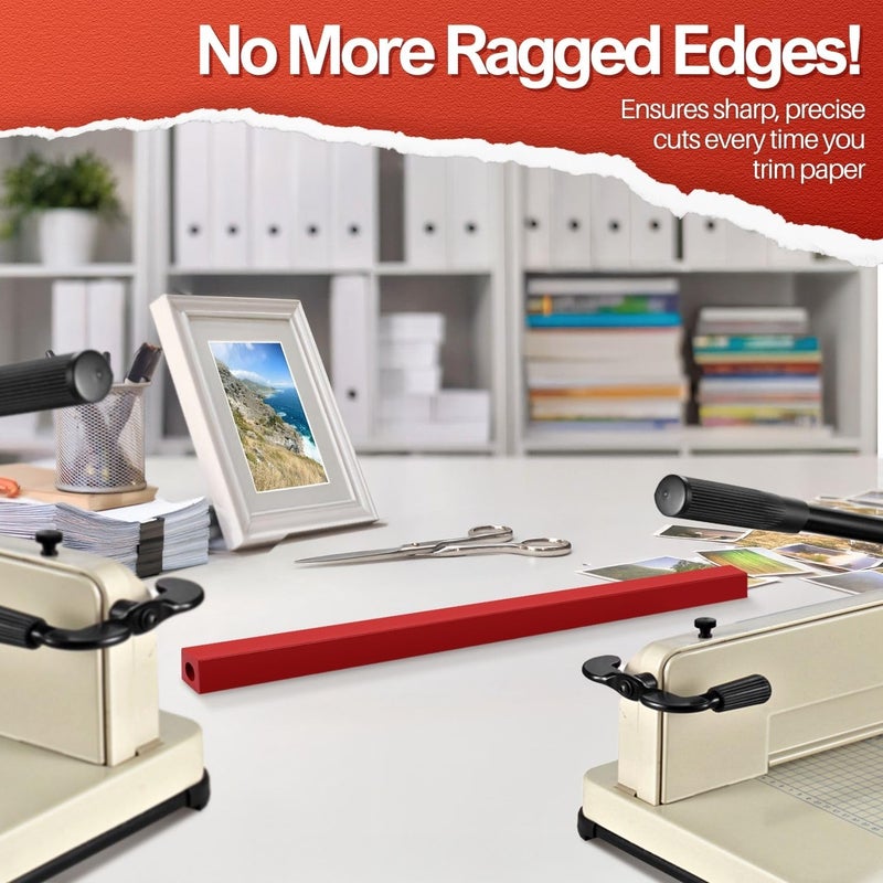 Flexzion 12" A4 Cutting Stick Replacement, Stack Paper Cutter Trimmer Blade Rubber Pad for Heavy Duty Professional Industrial Guillotine Stack Desktop, 12 inch Trimming Machine Accessories Parts - Image 2