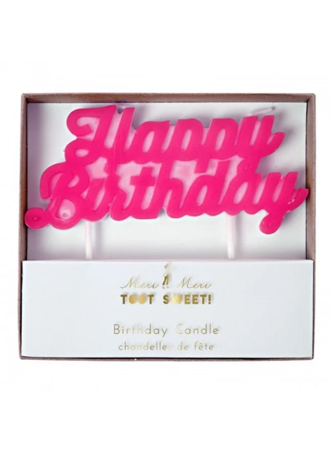 Meri Meri Pink Happy Birthday Candle
