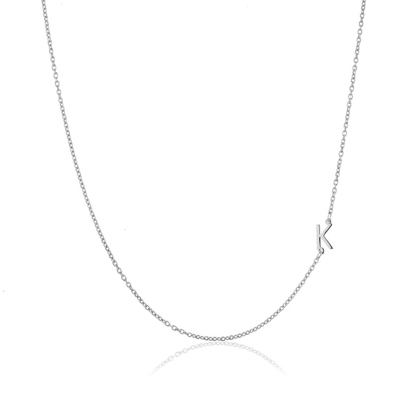 Deidreamers Sterling Silver Side Mini Initial Necklace K - Image 1