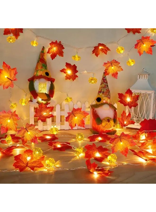 أضواء إكليل اليقطينة ذات أوراق القيقب ثلاثية الأبعاد، تعمل بالبطارية، مع زر تحكم وإضاءة دافئة - Image 3