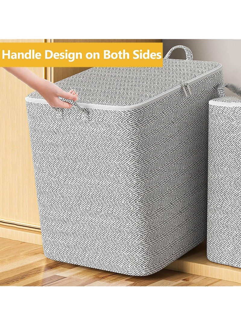 2pcs Wardrobe Clothes Organizer Bedding Organizer Foldable Closet Storage Organizer with Carrying Handles Large-Capacity Storage Bag for Home Bedroom Office（110L）  - Image 4