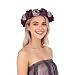 June Bloomy Women Rose Floral Crown Hair Wreath Leave Flower Headband with Adjustable Ribbon (Purple) - Image 2