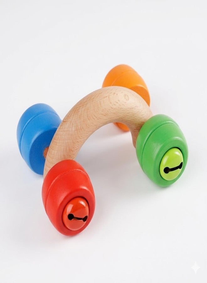 Jim N Jam Vroometa Wooden Rainbow Car Roller Rattle for Infants, Natural Beechwood, Montessori Sensory Toy, Age 3months + - Image 1