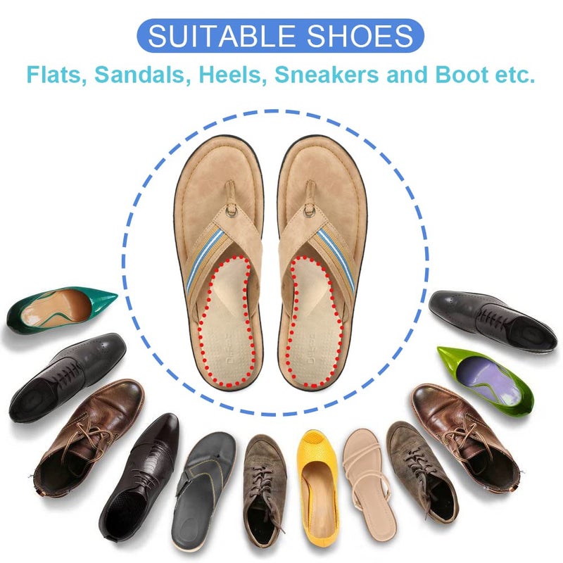 Dr.Foot Dr. Foot's Arch Support Shoe Inserts for Flat Feet, Plantar Fasciitis, Adhesive Heel Cushion for Relieve Pain for Women & Men (Large, Beige) - Image 2