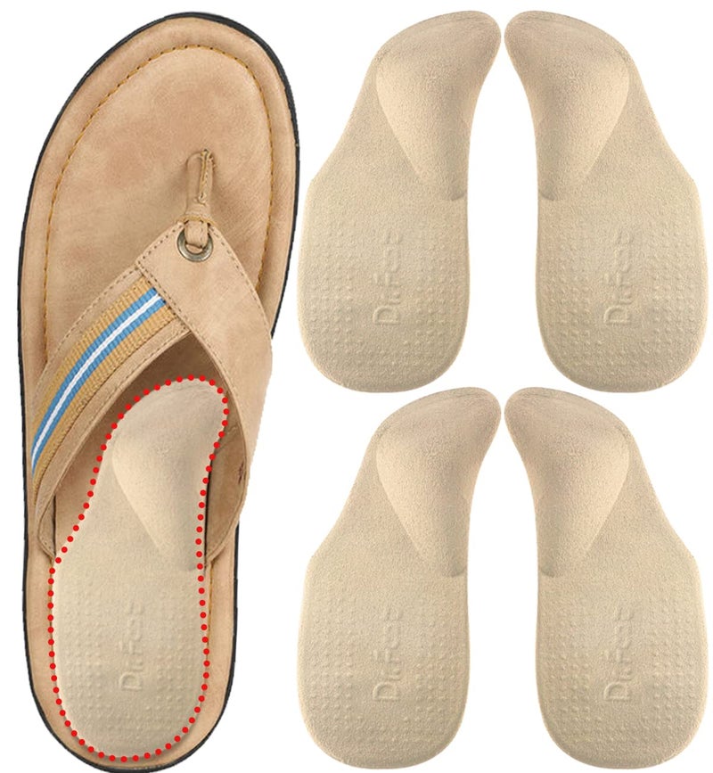 Dr.Foot Dr. Foot's Arch Support Shoe Inserts for Flat Feet, Plantar Fasciitis, Adhesive Heel Cushion for Relieve Pain for Women & Men (Large, Beige) - Image 1
