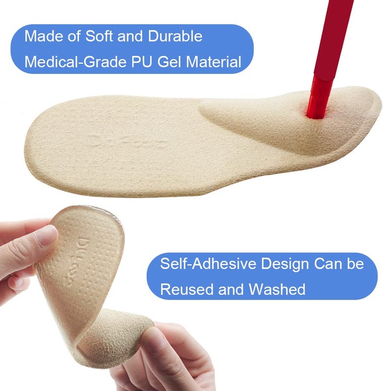 Dr.Foot Dr. Foot's Arch Support Shoe Inserts for Flat Feet, Plantar Fasciitis, Adhesive Heel Cushion for Relieve Pain for Women & Men (Large, Beige) - Image 4