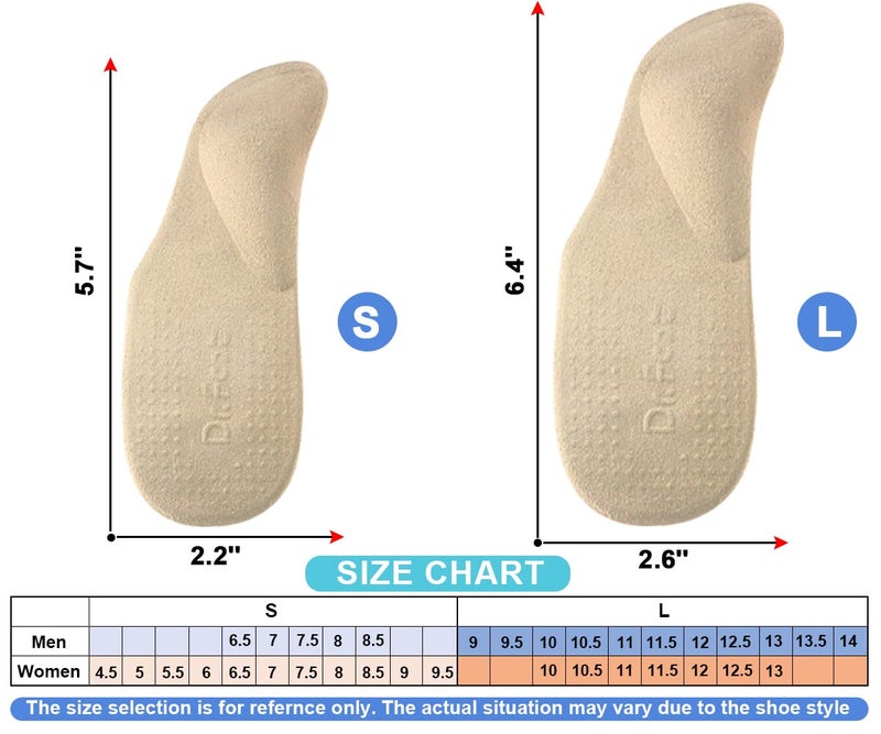 Dr.Foot Dr. Foot's Arch Support Shoe Inserts for Flat Feet, Plantar Fasciitis, Adhesive Heel Cushion for Relieve Pain for Women & Men (Large, Beige) - Image 5