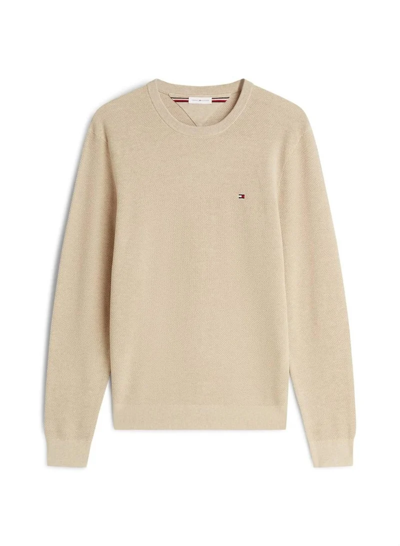 Tommy Hilfiger Batique khaki Heather Textured Knit Crew Neck Jumper for Men | Best Price UAE