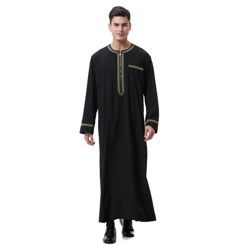 Men's Embroidered Zip-up Round Neck Ethnic Jacket TH811 - Image 2
