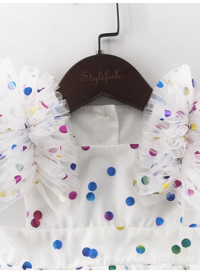 DOOKOO Summer Baby Girl Dresses newborn Stamped Mesh Cotton Dresses Infant Clothes - Image 4