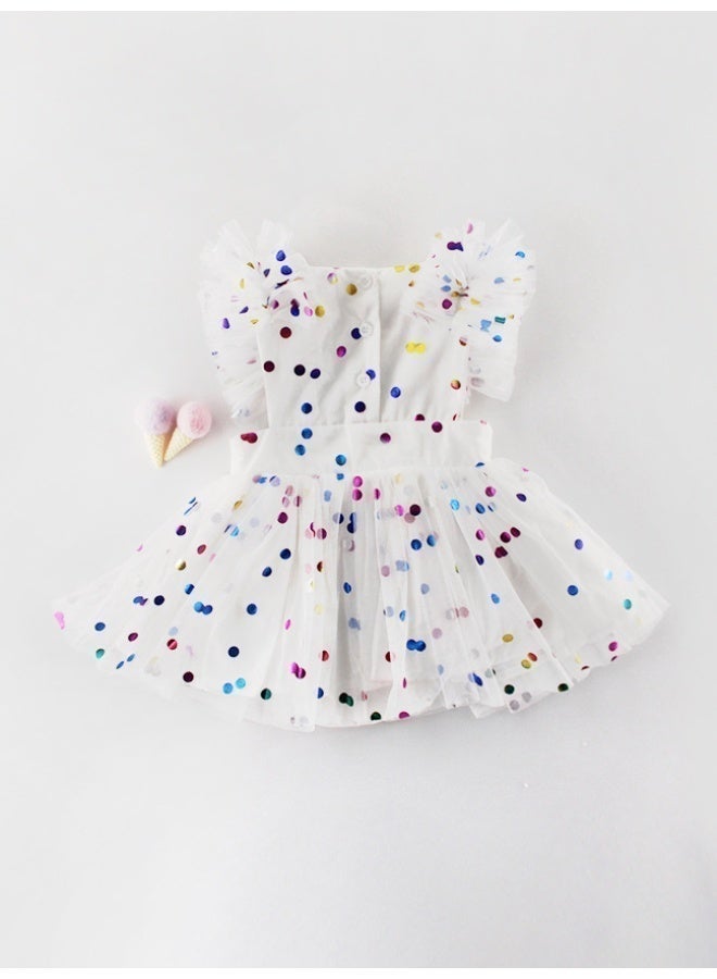 DOOKOO Summer Baby Girl Dresses newborn Stamped Mesh Cotton Dresses Infant Clothes - Image 1