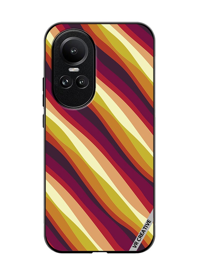 VR CREATIVE Protective Case Cover For Oppo Reno 10 Pro Colorful With Curved Lines Pattern2 Design Multicolour - Image 1