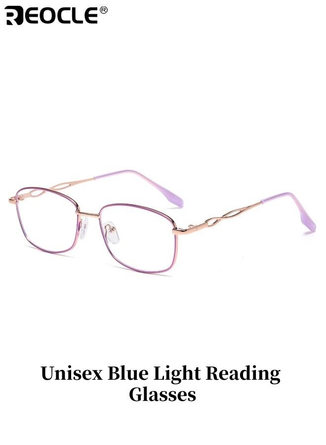 ريوكل نظارات القراءة النسائية الكبيرة ذات تصميم الإطار الصغير وميزات حجب الضوء الأزرق، نظارات معدنية عصرية مع عدسات عالية الدقة تناسب الأسلوب الناضج. - Image 1