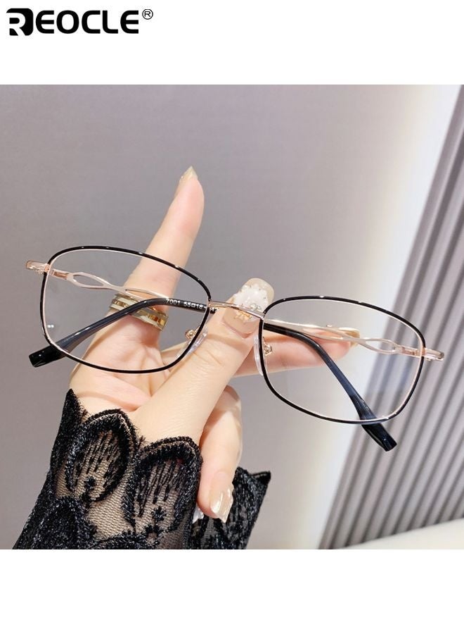 ريوكل نظارات القراءة النسائية الكبيرة ذات تصميم الإطار الصغير وميزات حجب الضوء الأزرق، نظارات معدنية عصرية مع عدسات عالية الدقة تناسب الأسلوب الناضج. - Image 3