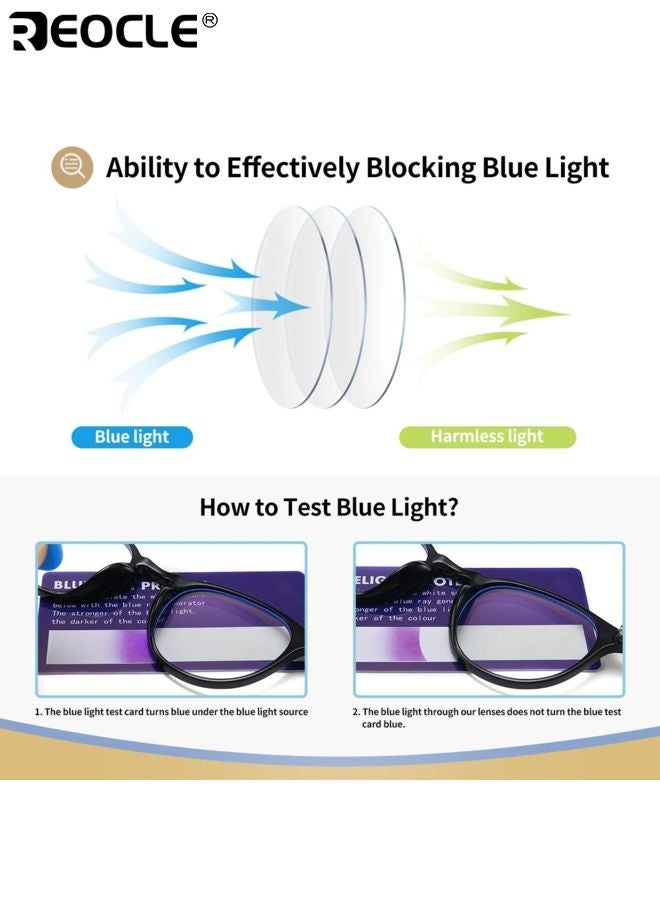 ريوكل نظارات القراءة النسائية الكبيرة ذات تصميم الإطار الصغير وميزات حجب الضوء الأزرق، نظارات معدنية عصرية مع عدسات عالية الدقة تناسب الأسلوب الناضج. - Image 5