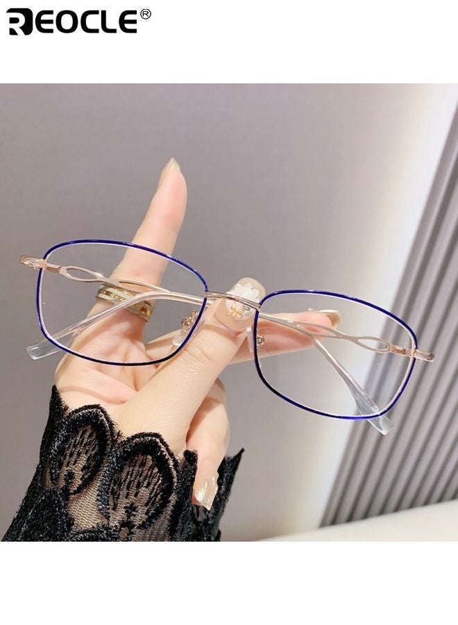 ريوكل نظارات القراءة النسائية الكبيرة ذات تصميم الإطار الصغير وميزات حجب الضوء الأزرق، نظارات معدنية عصرية مع عدسات عالية الدقة تناسب الأسلوب الناضج. - Image 4