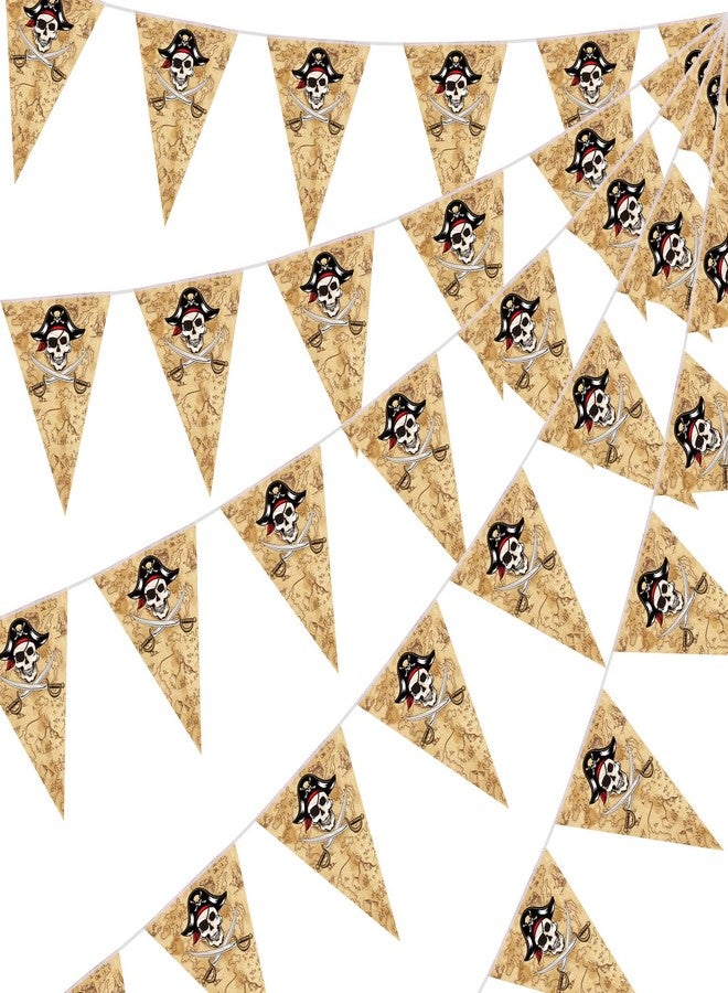 Funrous 49 ft Halloween Jolly Roger Decorations Pirate Adventure Birthday Pennant Banner Pre-strung Skull Bones Hanging Flags Kids, Boys & Girls Treasure Hunt Party Decor for Indoor Outdoor Use - Image 1
