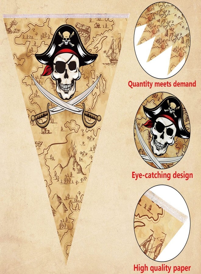 Funrous 49 ft Halloween Jolly Roger Decorations Pirate Adventure Birthday Pennant Banner Pre-strung Skull Bones Hanging Flags Kids, Boys & Girls Treasure Hunt Party Decor for Indoor Outdoor Use - Image 3