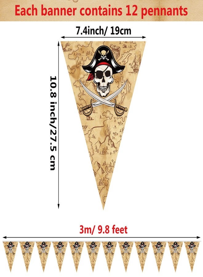 Funrous 49 ft Halloween Jolly Roger Decorations Pirate Adventure Birthday Pennant Banner Pre-strung Skull Bones Hanging Flags Kids, Boys & Girls Treasure Hunt Party Decor for Indoor Outdoor Use - Image 2