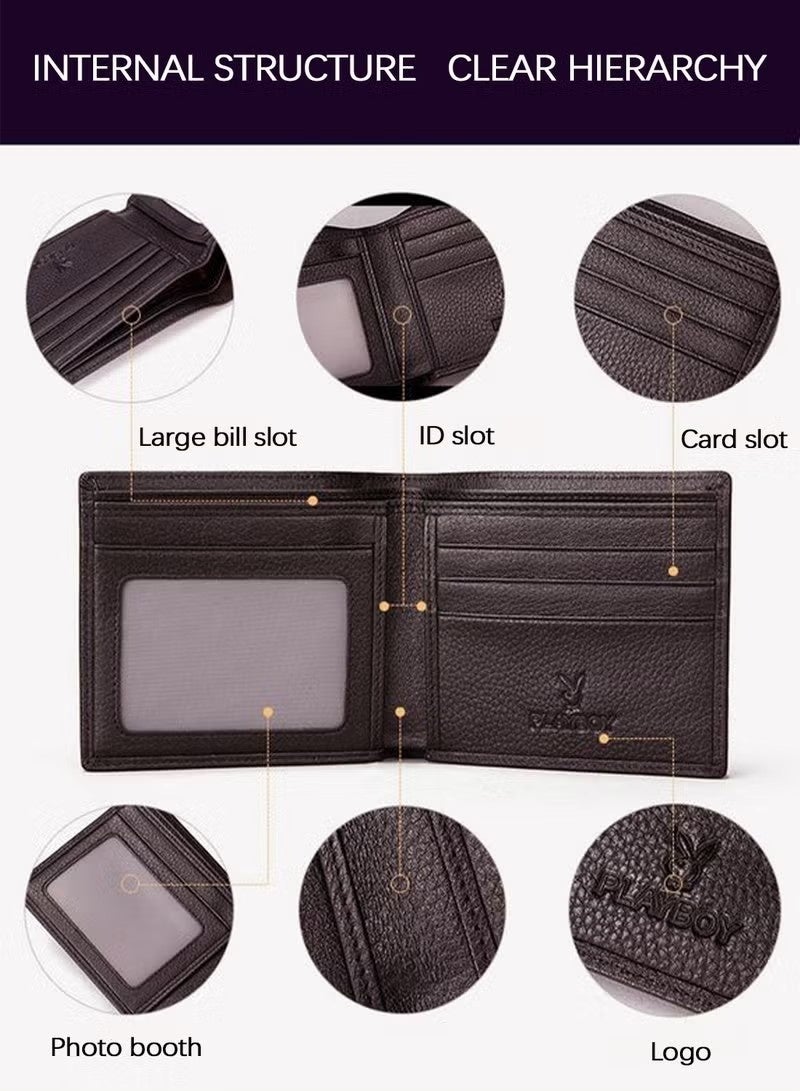 PLAYBOY Men's Genuine Leather Wallet with Money Clip - Slim Bifold Wallet for Men with Multiple Card Slots - Classic Business & Casual Leather Wallet Gift for Men - Image 3