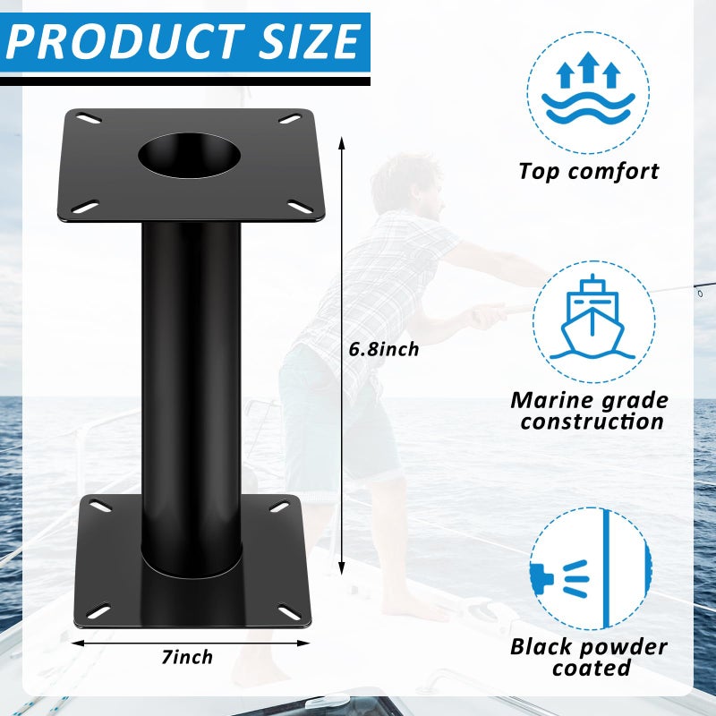VioraWhite 2 Pcs Boat Seat Base Adjustable Boat Seat Pedestal and 360 Degree Swivel Plate Replacement Adjustable Base for Swivel Pedestal Yacht (13 Inch,Simple) - Image 3