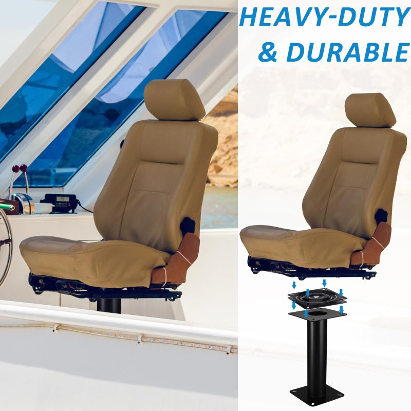 VioraWhite 2 Pcs Boat Seat Base Adjustable Boat Seat Pedestal and 360 Degree Swivel Plate Replacement Adjustable Base for Swivel Pedestal Yacht (13 Inch,Simple) - Image 4