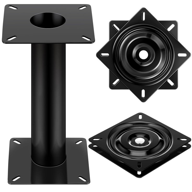 VioraWhite 2 Pcs Boat Seat Base Adjustable Boat Seat Pedestal and 360 Degree Swivel Plate Replacement Adjustable Base for Swivel Pedestal Yacht (13 Inch,Simple) - Image 1