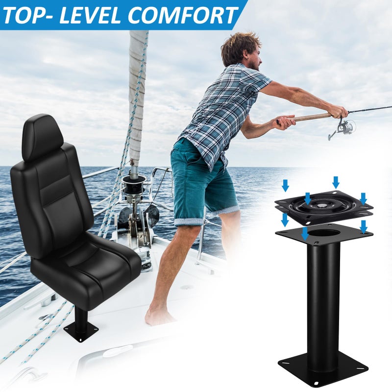 VioraWhite 2 Pcs Boat Seat Base Adjustable Boat Seat Pedestal and 360 Degree Swivel Plate Replacement Adjustable Base for Swivel Pedestal Yacht (13 Inch,Simple) - Image 5