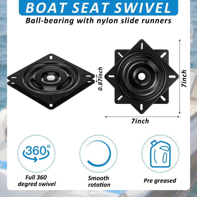 VioraWhite 2 Pcs Boat Seat Base Adjustable Boat Seat Pedestal and 360 Degree Swivel Plate Replacement Adjustable Base for Swivel Pedestal Yacht (13 Inch,Simple) - Image 2