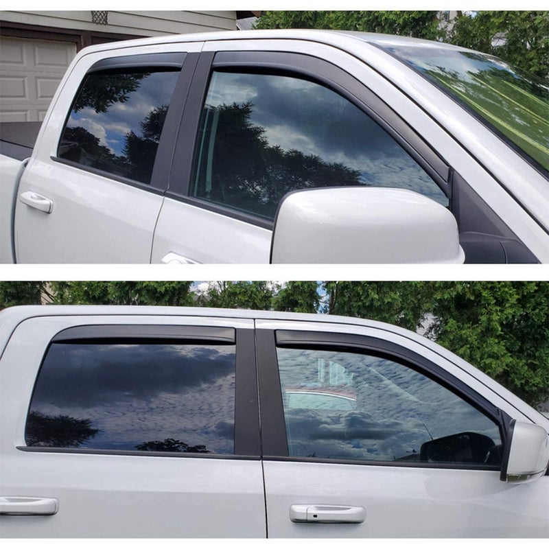 Lightronic WV194109 Extra Durable In-Channel Wind Deflector Visor Rain Guard, Fit 2009-2018 Dodge Ram 1500 Crew Cab, 2010-2025 Ram 2500 & 3500 Crew & Mega Cab, 2019-2024 Ram 1500 Classic Crew Cab, Smoke, 4-Pcs - Image 4