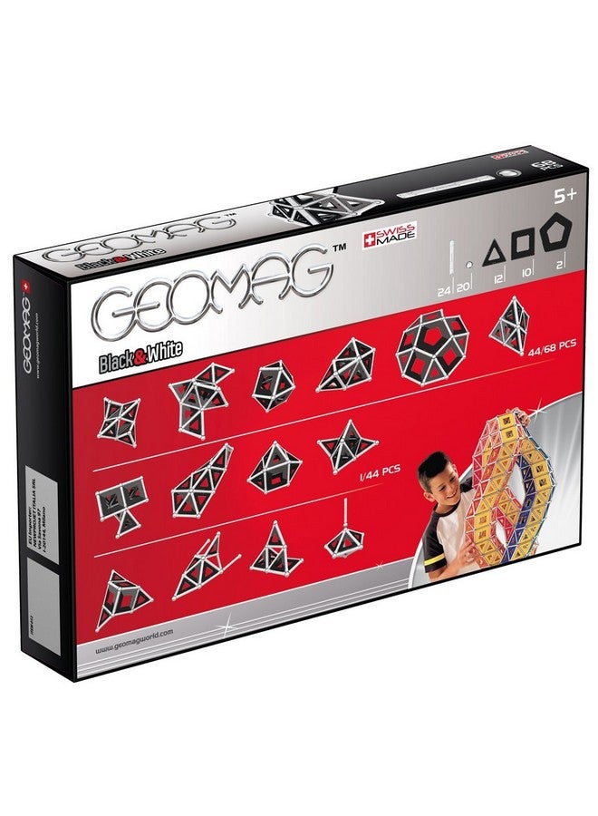 جيوماغ مجموعة بناء مغناطيسية مكونة من 68 قطعة باللونين الأبيض والأسود، لعبة بناء جذعية معتمدة آمنة للأعمار من 5 سنوات فما فوق - Image 2