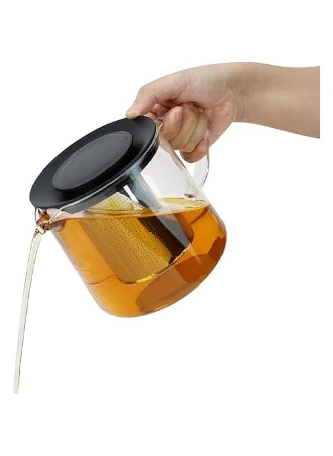HOOKOR Glass Teapot 51oz/1500ml with Removable Stainless Steel Infuser Tea pot, Heatproof Borosilicate Glass Tea Make, Stovetop Safe Glass Tea Kettle for Loose and Blooming Leaf Tea  - Image 1