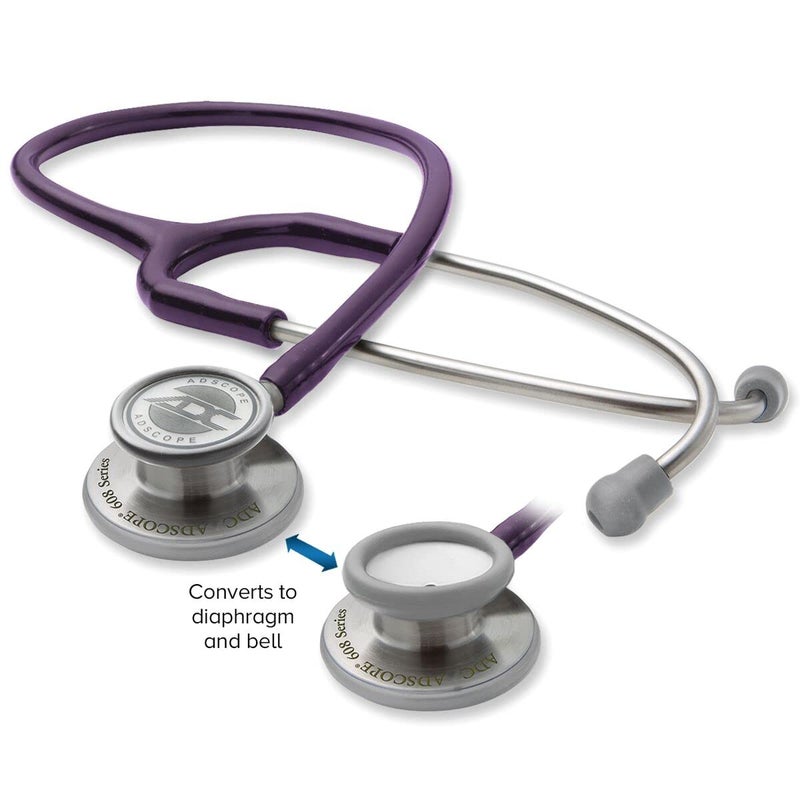 ADC Adscope 608 Convertible Clinician Stethoscope with Tunable AFD Technology, Adult Diaphragm and Adult Bell or Pediatric Diaphragm, 31 inch Length, Indigo - Image 2