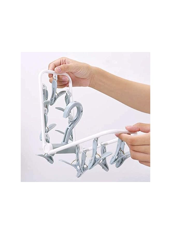Zaboon Portable Laundry Hanger 2 Pack 12 Clips Laundry Drying Rack Folding Sock And Underwear Hanger Drip Foldable Hanging Rack 360° Rotatable - Image 3