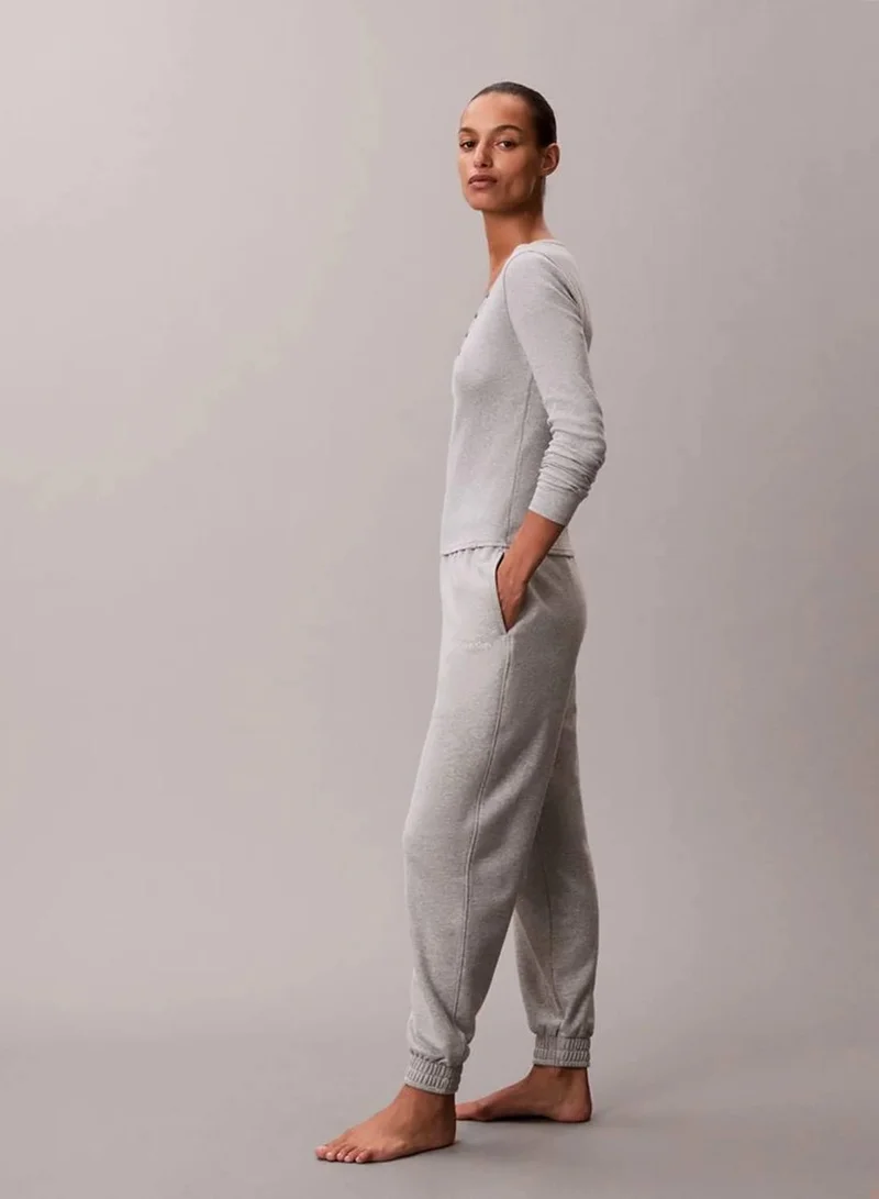 Calvin Klein Grey Heather Cotton Terry Blend Lounge Joggers for Women | Best Price UAE