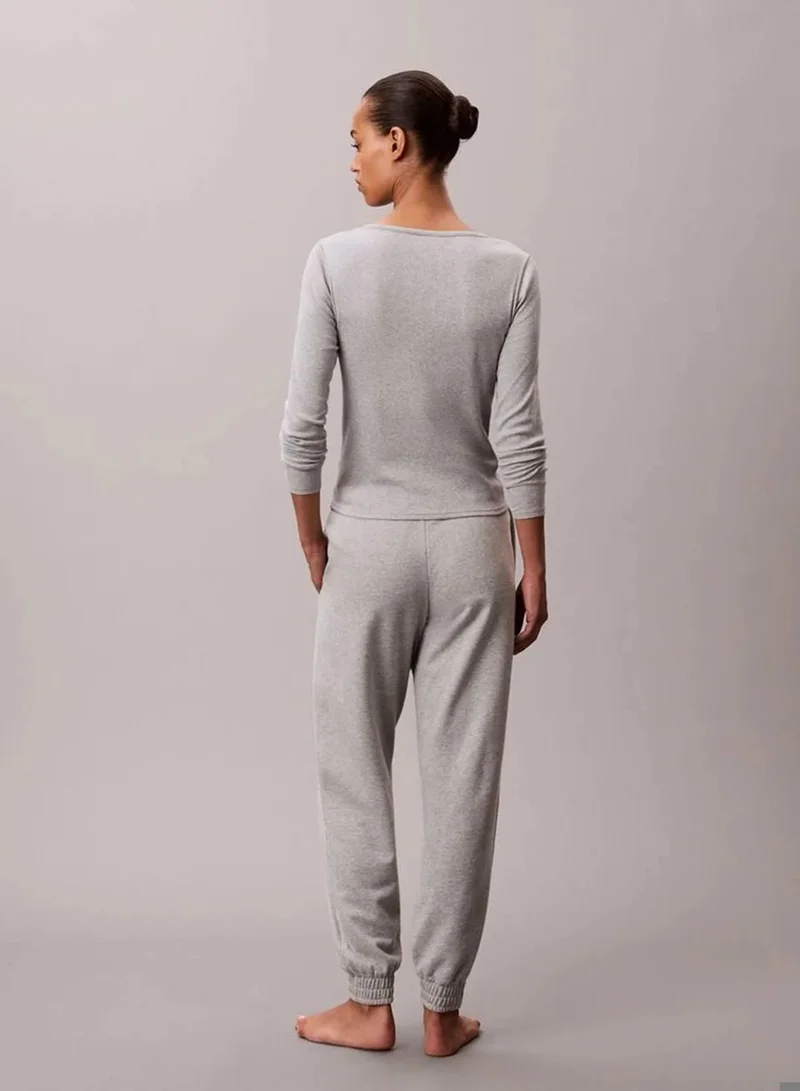 Calvin Klein Grey Heather Cotton Terry Blend Lounge Joggers for Women | Best Price UAE