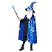 Toulite Wizard Cape for Kids Age 316 Witch Costume Includes Cape Hat Glowing Wand and Beard Suit for Boys GirlsS35yBlue - Image 2