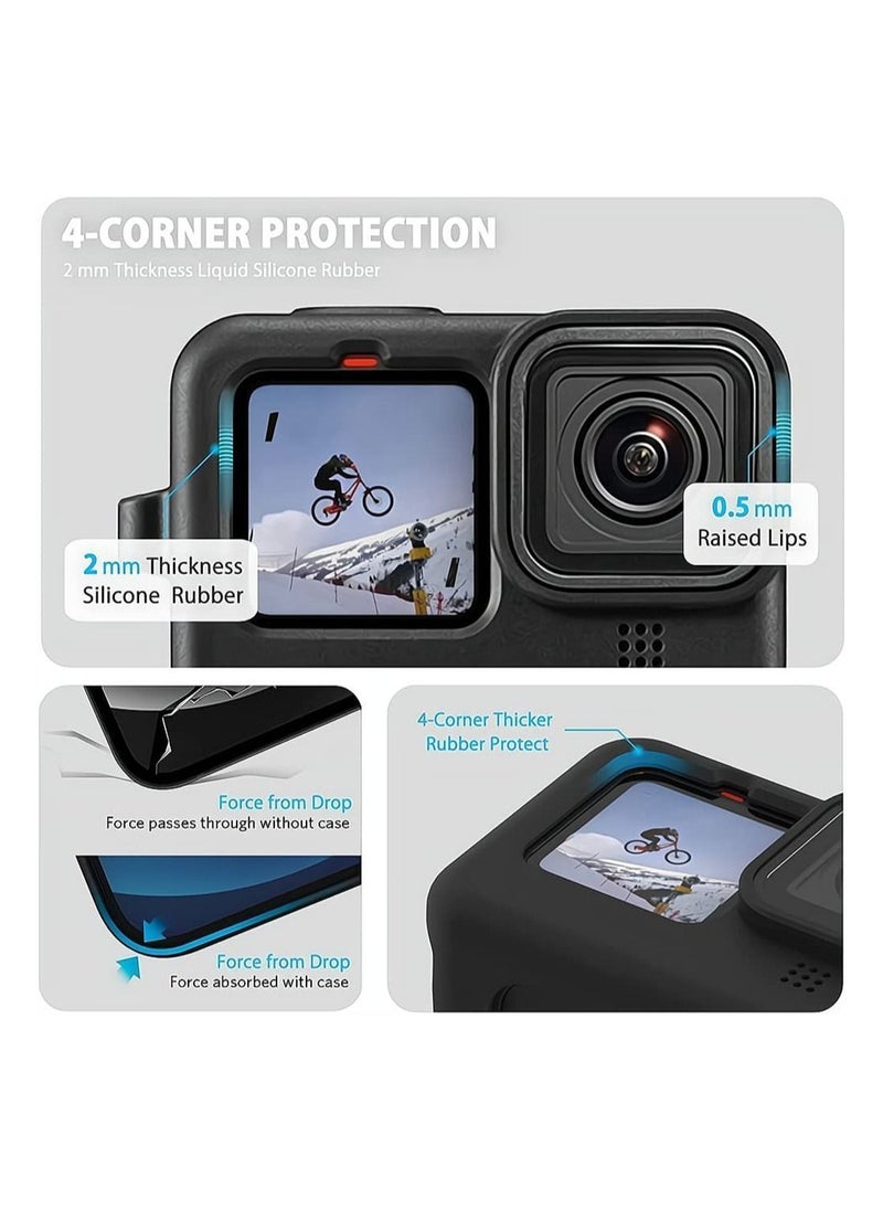 Y&D - Silicone Sleeve with Lanyard and 6 Pcs Tempered Glass Screen Lens Protector for GoPro Hero 10 Black - Image 1