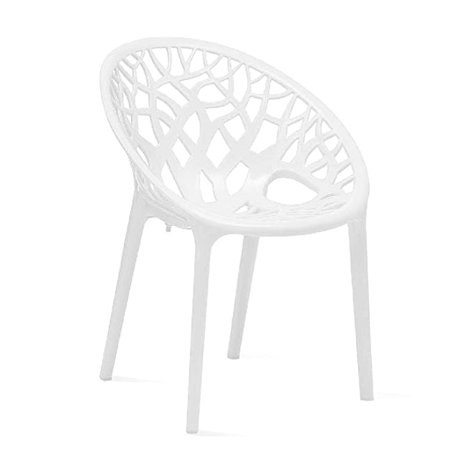 SkyGlamour Neelkamal Crystal Plastic Chair | Chairs for Living Room, Garden, Patio Durable Indoor & Outdoor |Plastic Chair Set of 2, Colour: White - Image 3