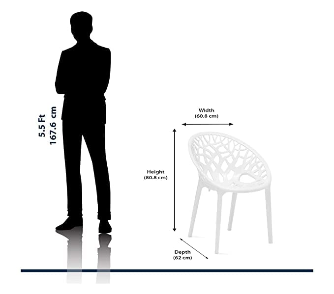 SkyGlamour Neelkamal Crystal Plastic Chair | Chairs for Living Room, Garden, Patio Durable Indoor & Outdoor |Plastic Chair Set of 2, Colour: White - Image 2